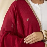 Premium Maroon Georgette Dupatta Sequin Detailing Stylish Scarf for Women - Image 7