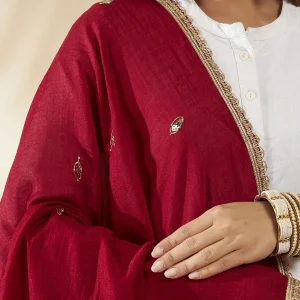 Premium Maroon Georgette Dupatta Sequin Detailing Stylish Scarf for Women - Image 7
