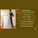 Premium White Georgette Women Dupatta Arka Work Sequin Ethnic Scarf - Image 10