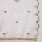 Premium White Georgette Women Dupatta Arka Work Sequin Ethnic Scarf - Image 9