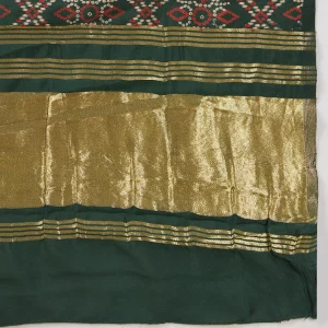 Premium Women Cotton Ajrakh Dupatta Green Printed Ethnic Scarf with Border - Image 7
