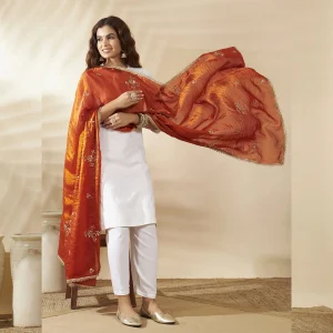Premium Women’s Chiffon Dupatta Golden Sequin Work Ethnic Stole Scarf - Image 4