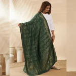 Premium Women’s Cotton Dupatta Green Banarasi Bandhani Zari Lace Work - Image 5