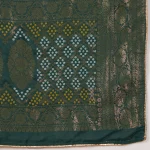 Premium Women’s Cotton Dupatta Green Banarasi Bandhani Zari Lace Work - Image 8