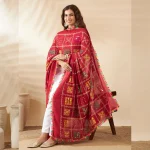Premium Women’s Cotton Maroon Embroidered with Mirror Work Phulkari Style Scarf - Image 3