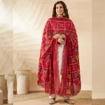 Premium Women’s Cotton Maroon Embroidered with Mirror Work Phulkari Style Scarf