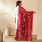 Premium Women’s Cotton Maroon Embroidered with Mirror Work Phulkari Style Scarf - Image 5
