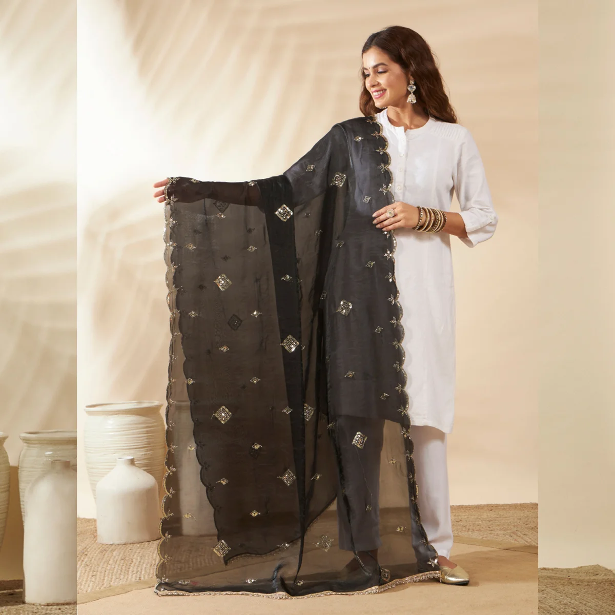 stylish-black-georgette-dupatta-arka-work-with-sequin-elegant-women-scarf DCS-58 (1)