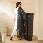 Stylish Black Georgette Dupatta Arka Work with Sequin Elegant Women Scarf - Image 6