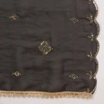 Stylish Black Georgette Dupatta Arka Work with Sequin Elegant Women Scarf - Image 8