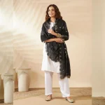 Stylish Black Georgette Dupatta Arka Work with Sequin Elegant Women Scarf - Image 3