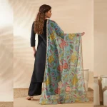 Stylish Floral Organza Dupatta Green Aari & Sequin Work Ethnic Dupatta - Image 5