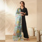 Stylish Floral Organza Dupatta Green Aari & Sequin Work Ethnic Dupatta - Image 4