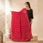 Traditional Banarasi Dupatta Pink Bandhani Cotton with Zari Lace Ethnic Stole - Image 2