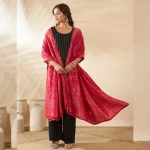 Traditional Banarasi Dupatta Pink Bandhani Cotton with Zari Lace Ethnic Stole - Image 5