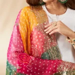 Traditional Bandhani Dupatta for Women Multicolor Georgette Designer Scarf - Image 6