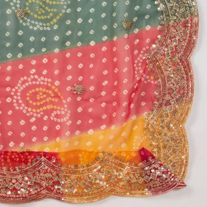 Traditional Bandhani Dupatta for Women Multicolor Georgette Designer Scarf - Image 8