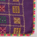 Traditional Cotton Dupatta for Women Purple Embroidered Mirror Work Scarf - Image 8
