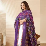 Traditional Cotton Dupatta for Women Purple Embroidered Mirror Work Scarf - Image 2