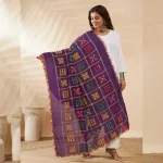Traditional Cotton Dupatta for Women Purple Embroidered Mirror Work Scarf - Image 4
