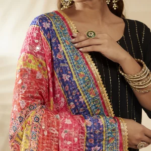 Traditional Multicolor Chinnon Dupatta Ethnic Printed Designer Women Scarf - Image 7
