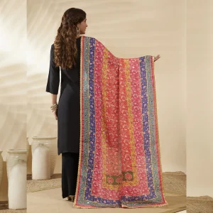 Traditional Multicolor Chinnon Dupatta Ethnic Printed Designer Women Scarf - Image 4