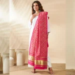 Traditional Pink Cotton Ajrakh Printed Women’s Scarf Stole with Stylish Look - Image 3