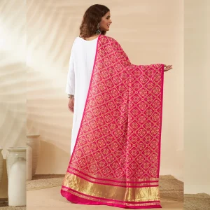 Traditional Pink Cotton Ajrakh Printed Women’s Scarf Stole with Stylish Look - Image 6