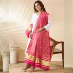 Traditional Pink Cotton Ajrakh Printed Women’s Scarf Stole with Stylish Look