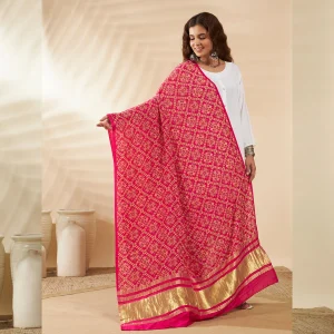 Traditional Pink Cotton Ajrakh Printed Women’s Scarf Stole with Stylish Look - Image 5
