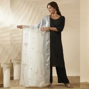 Traditional White Chiffon Soft Embroidered Dupatta Festive & Daily Wear - Image 6
