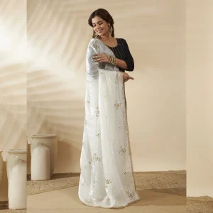 Traditional White Chiffon Soft Embroidered Dupatta Festive & Daily Wear - Image 5