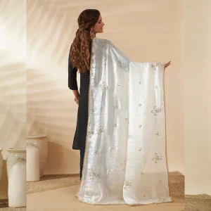 Traditional White Chiffon Soft Embroidered Dupatta Festive & Daily Wear - Image 4