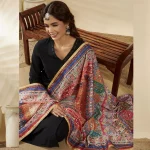 Women Chinon Dupatta Beige Multicolor Embroidered Phulkari Scarf - Image 4