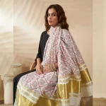 Women Cotton Ajrakh Dupatta White Ethnic Printed Scarf with Elegant Look