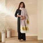 Women Cotton Ajrakh Dupatta White Ethnic Printed Scarf with Elegant Look - Image 4