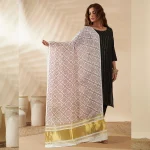 Women Cotton Ajrakh Dupatta White Ethnic Printed Scarf with Elegant Look - Image 3