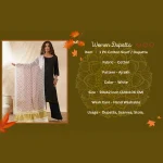 Women Cotton Ajrakh Dupatta White Ethnic Printed Scarf with Elegant Look - Image 8