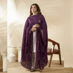 Women Purple Georgette Dupatta Sequins Embroidered Ethnic Scarf