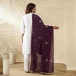 Women Purple Georgette Dupatta Sequins Embroidered Ethnic Scarf - Image 4