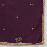 Women Purple Georgette Dupatta Sequins Embroidered Ethnic Scarf - Image 7