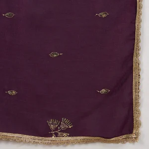 Women Purple Georgette Dupatta Sequins Embroidered Ethnic Scarf - Image 7