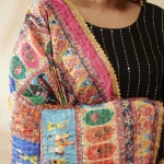 Women Red Multicolor Chinon Dupatta Ethnic Printed Designer Scarf - Image 6