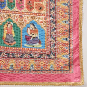 Women Red Multicolor Chinon Dupatta Ethnic Printed Designer Scarf - Image 7