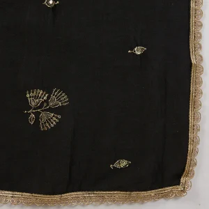 Women’s Black Georgette Dupatta with Golden Sequence Work Ethnic Scarf - Image 7