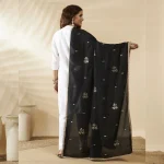 Women’s Black Georgette Dupatta with Golden Sequence Work Ethnic Scarf - Image 5