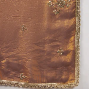 Women’s Copper Brown Chiffon Dupatta with Golden Sequin Work Ethnic Stole - Image 8