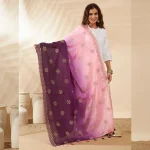 Women’s Pink Purple Chinnon Dupatta Dual Tone Embroidery Sequin Work Stole - Image 7