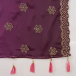 Women’s Pink Purple Chinnon Dupatta Dual Tone Embroidery Sequin Work Stole - Image 8