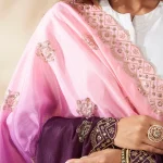 Women’s Pink Purple Chinnon Dupatta Dual Tone Embroidery Sequin Work Stole - Image 6